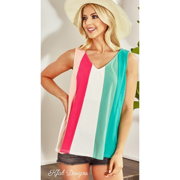 ❤️LAST 2! SALE! V Neck Super Soft Color Block Sleeveless Top! - Picture 14 of 16